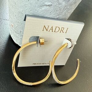 Nadri NWT ALMA LARGE RIBBON C HOOP EARRINGS